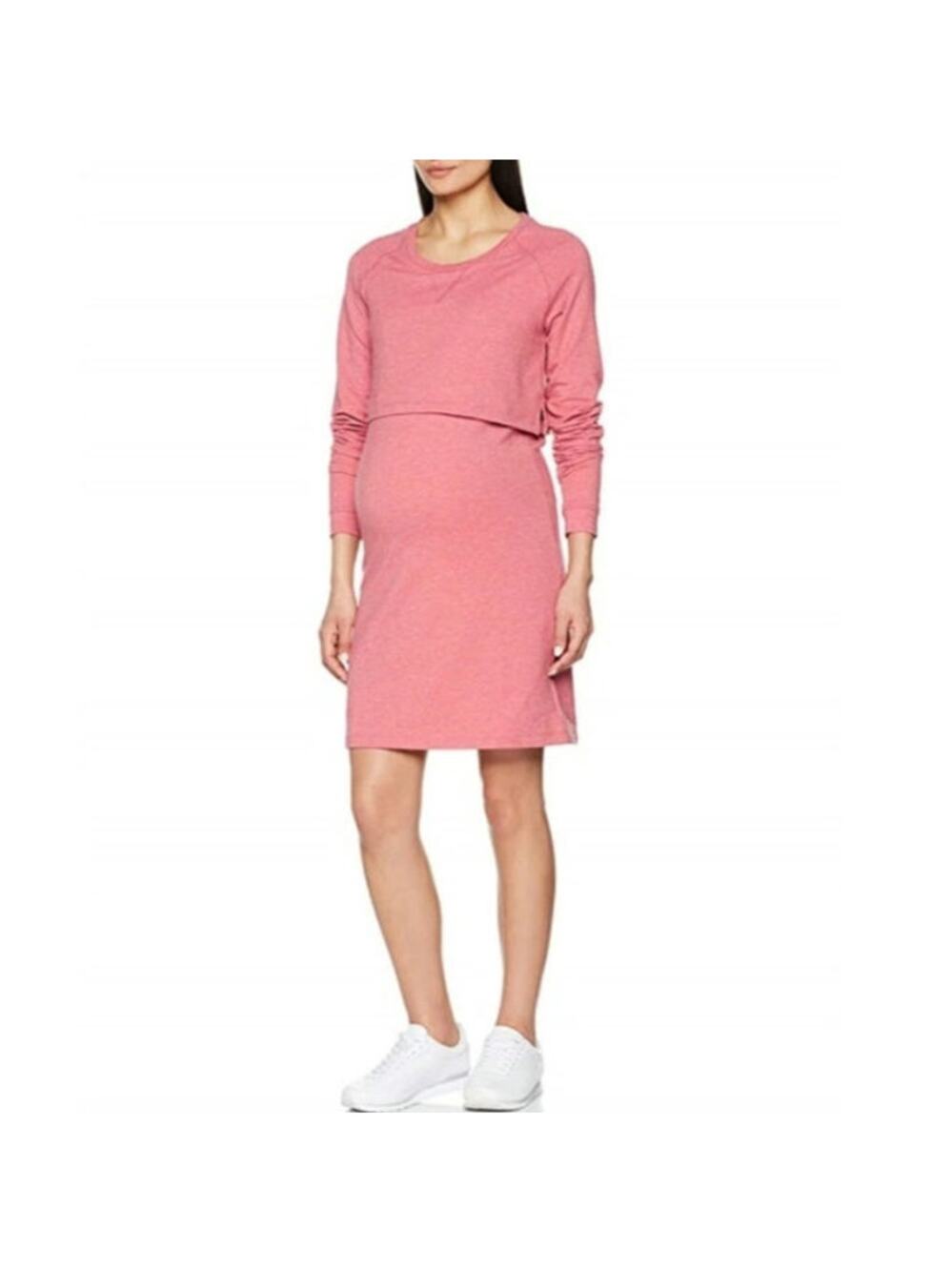 Mamalicious Maternity Moon June Long Sleeve Jersey Dress Rose Pink Medium